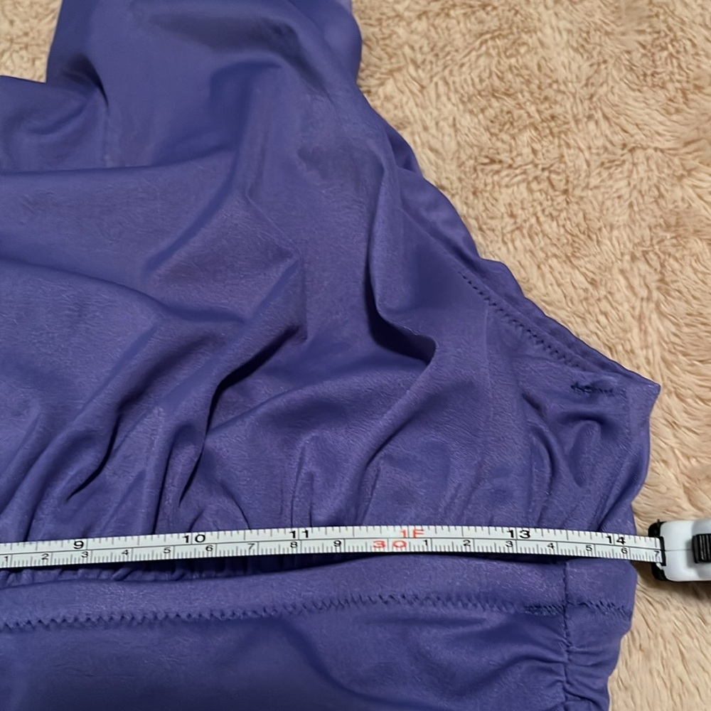 Women’s J Crew One Shoulder Ruched Skirted Swimsuit Purple Size 8 - Picture 3 of 8